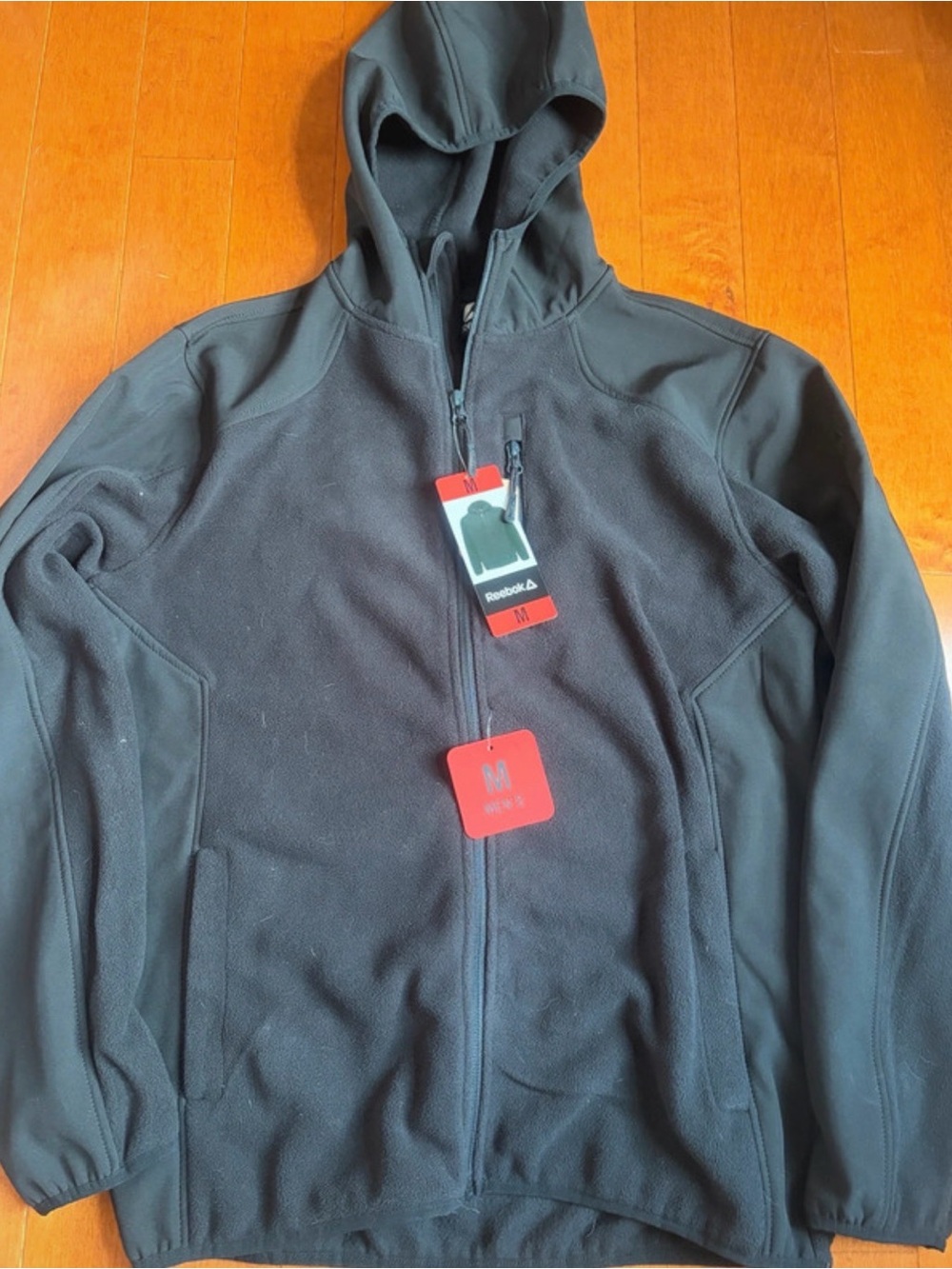 Reebok Black Full-Zip Hooded Fleece Jacket